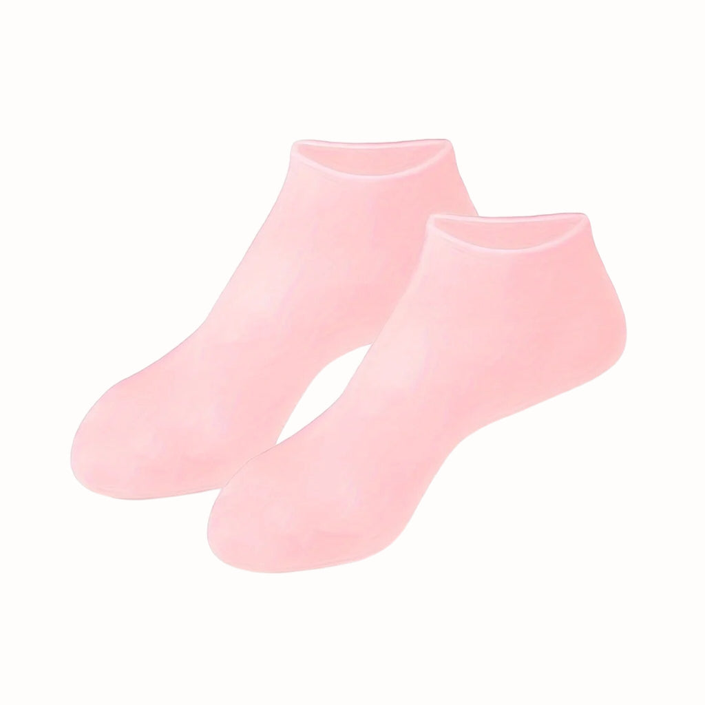 Chaussettes hydratantes en silicone rose poudré, la paire