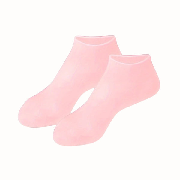 Chaussettes hydratantes en silicone rose poudré, la paire