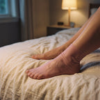 Chaussettes silicone pieds portées le soir sur la crème, pour des talons secs